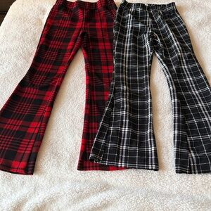 SHEIN Kids Red and Black Plaid Pants Set